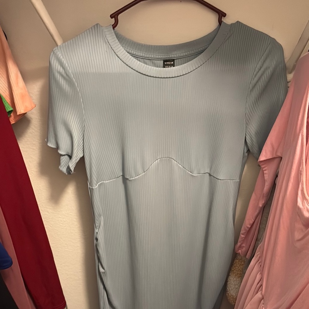 shein blue Fitted Short Sleeve Tee